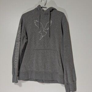 *3/$10* American Eagle Graphic Logo Hoodie Heathered Grey Size Medium